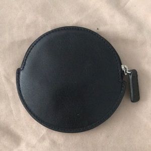 Black leather change purse